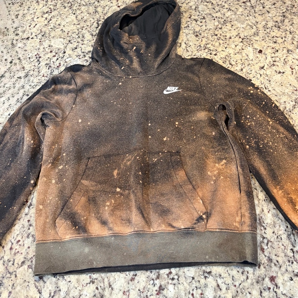 Nike Black and Tan Bleach Splatter Custom Hoodie